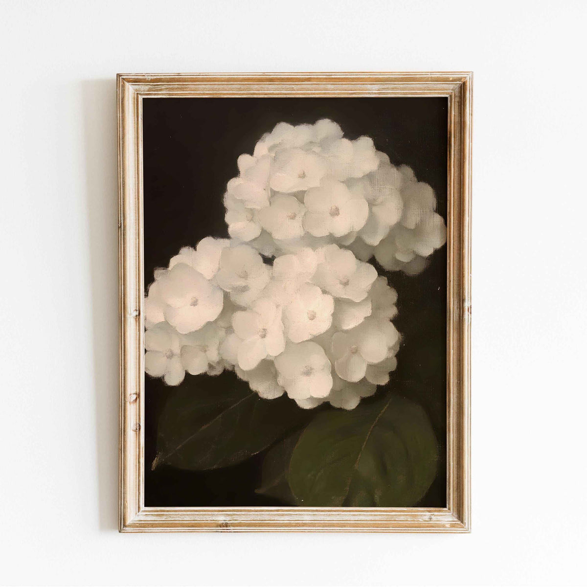 Hydrangea Wall Art Print: Dark Tone Minimalist Botanical Decor (Digital Download