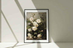 White Roses Botanical Print: Abstract Floral Still Life, Modern Wall Art
