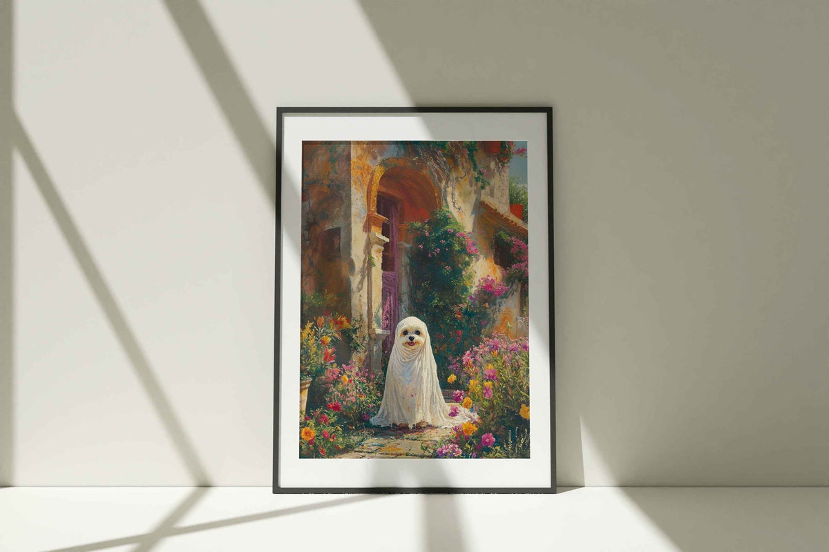 Halloween Wall Art | Garden Spirit Ghost Painting | Whimsical Floral Vintage PDF Download