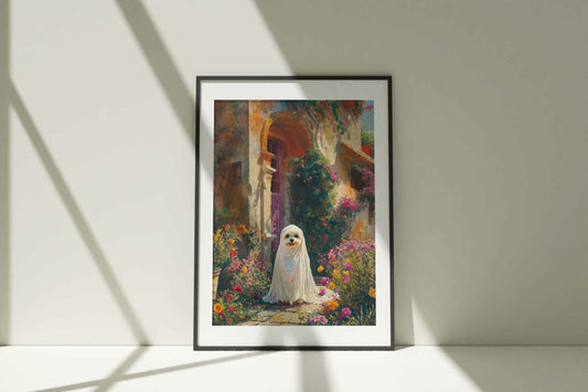 Halloween Wall Art | Garden Spirit Ghost Painting | Whimsical Floral Vintage PDF Download