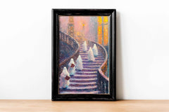 Spooky Haunted House Print: Gothic Halloween Staircase Decor (PDF Download)