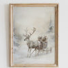 Winter Wonderland Reindeer Sleigh Ride Wall Art Print  Festive Holiday Digital Decor