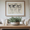 Organic Abstract Trio Wall Art Print for Modern Minimalists - Digital Download Black Ink on Antique White