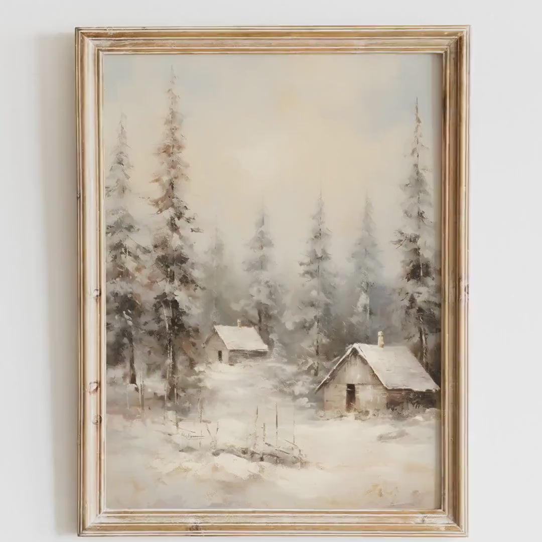 Snow-Kissed Christmas Tree Wall Art Print  Minimalist Holiday Decor  Winter Wonderland Art